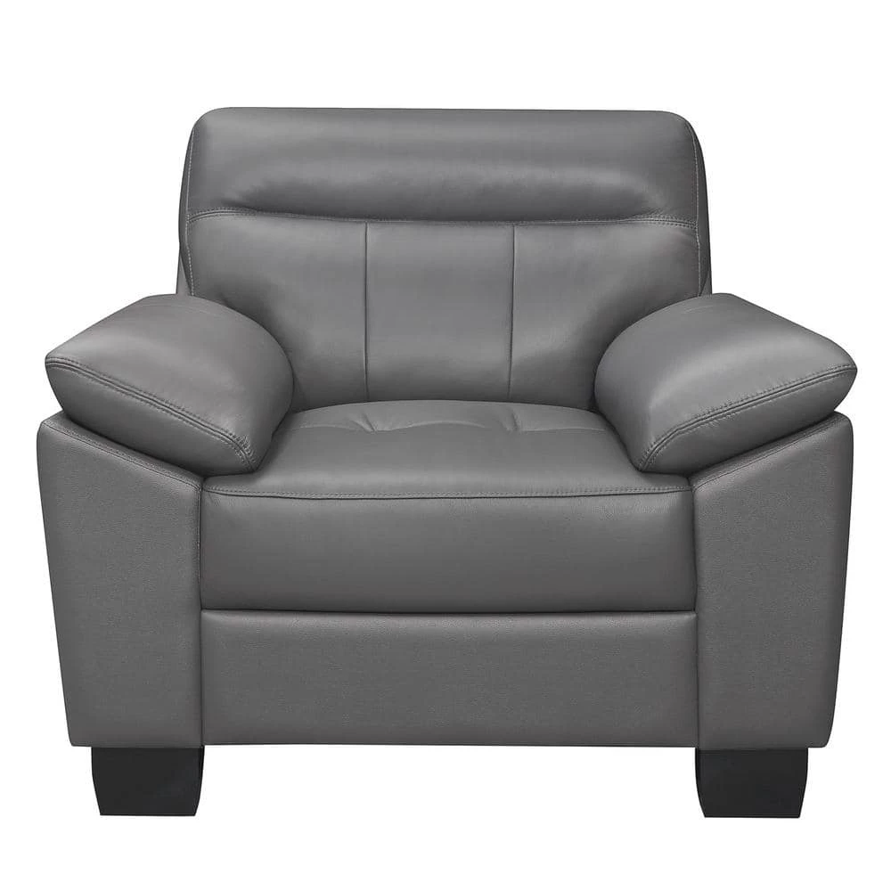 Metz Dark Gray Leather Accent Chair by EVERGLADE HOME 1 Metz Dark Gray Leather Accent Chair by EVERGLADE HOME