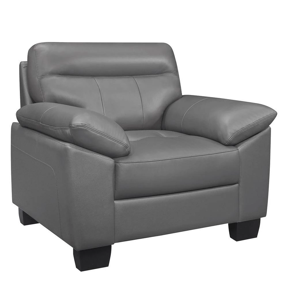 Metz Dark Gray Leather Accent Chair by EVERGLADE HOME 4 Metz Dark Gray Leather Accent Chair by EVERGLADE HOME - Image 4