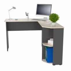 47.2 in. W L Shaped Dark Gray-Maple Computer Desk with 2-Shelves by Inval -EVERGLADE HOME Shop dark gray maple inval computer desks et 5915 40 1000