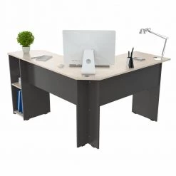 47.2 in. W L Shaped Dark Gray-Maple Computer Desk with 2-Shelves by Inval -EVERGLADE HOME Shop dark gray maple inval computer desks et 5915 66 1000
