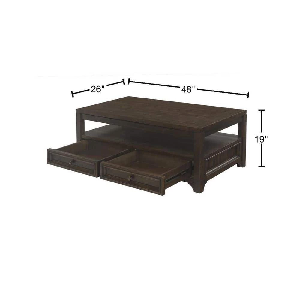 Lisbon 48 in. Dark Mocha Large Rectangle Wood Coffee Table with Lift Top by Martin Svensson Home 3 Lisbon 48 in. Dark Mocha Large Rectangle Wood Coffee Table with Lift Top by Martin Svensson Home - Image 3