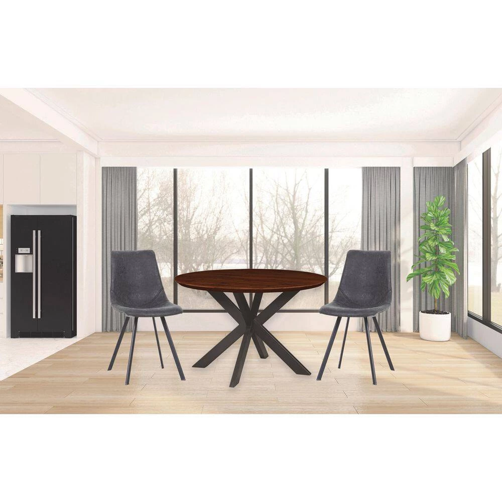 Ravenna 47" Modern Round Wood Dining Table With Metal X-Shaped Legs in Dark Walnut by Leisuremod 7 Ravenna 47" Modern Round Wood Dining Table With Metal X-Shaped Legs in Dark Walnut by Leisuremod - Image 7