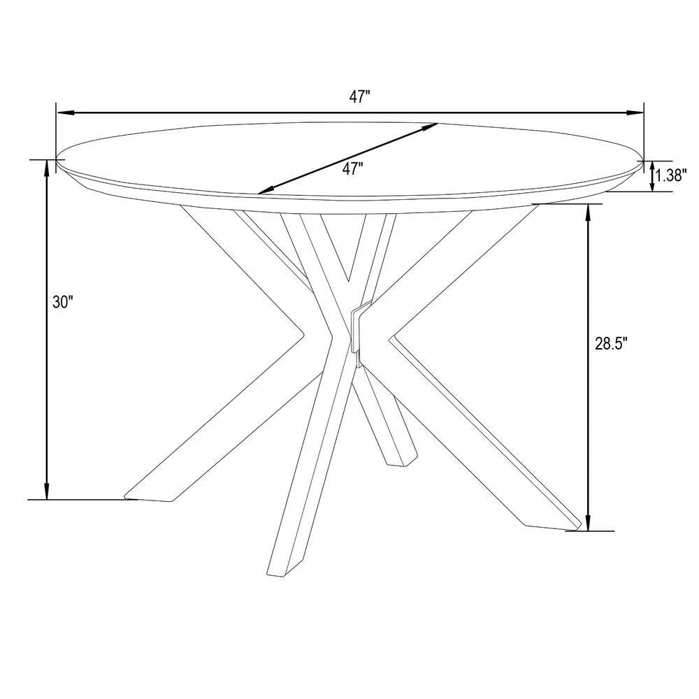 Ravenna 47" Modern Round Wood Dining Table With Metal X-Shaped Legs in Dark Walnut by Leisuremod 6 Ravenna 47" Modern Round Wood Dining Table With Metal X-Shaped Legs in Dark Walnut by Leisuremod - Image 6