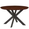 Ravenna 47" Modern Round Wood Dining Table With Metal X-Shaped Legs in Dark Walnut by Leisuremod