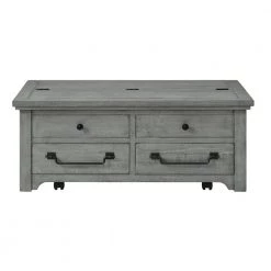 Beach House 48 in. Dove Grey Rectangular Solid Wood Coffee Table with Flip Top Trunk by Martin Svensson Home -EVERGLADE HOME Shop dove grey martin svensson home coffee tables 860219 4f 1000