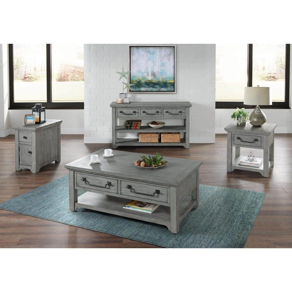 Beach House 50 in. Dove Grey Rectangular Solid Wood Coffee Table with 2 Drawers by Martin Svensson Home 6 Beach House 50 in. Dove Grey Rectangular Solid Wood Coffee Table with 2 Drawers by Martin Svensson Home - Image 6