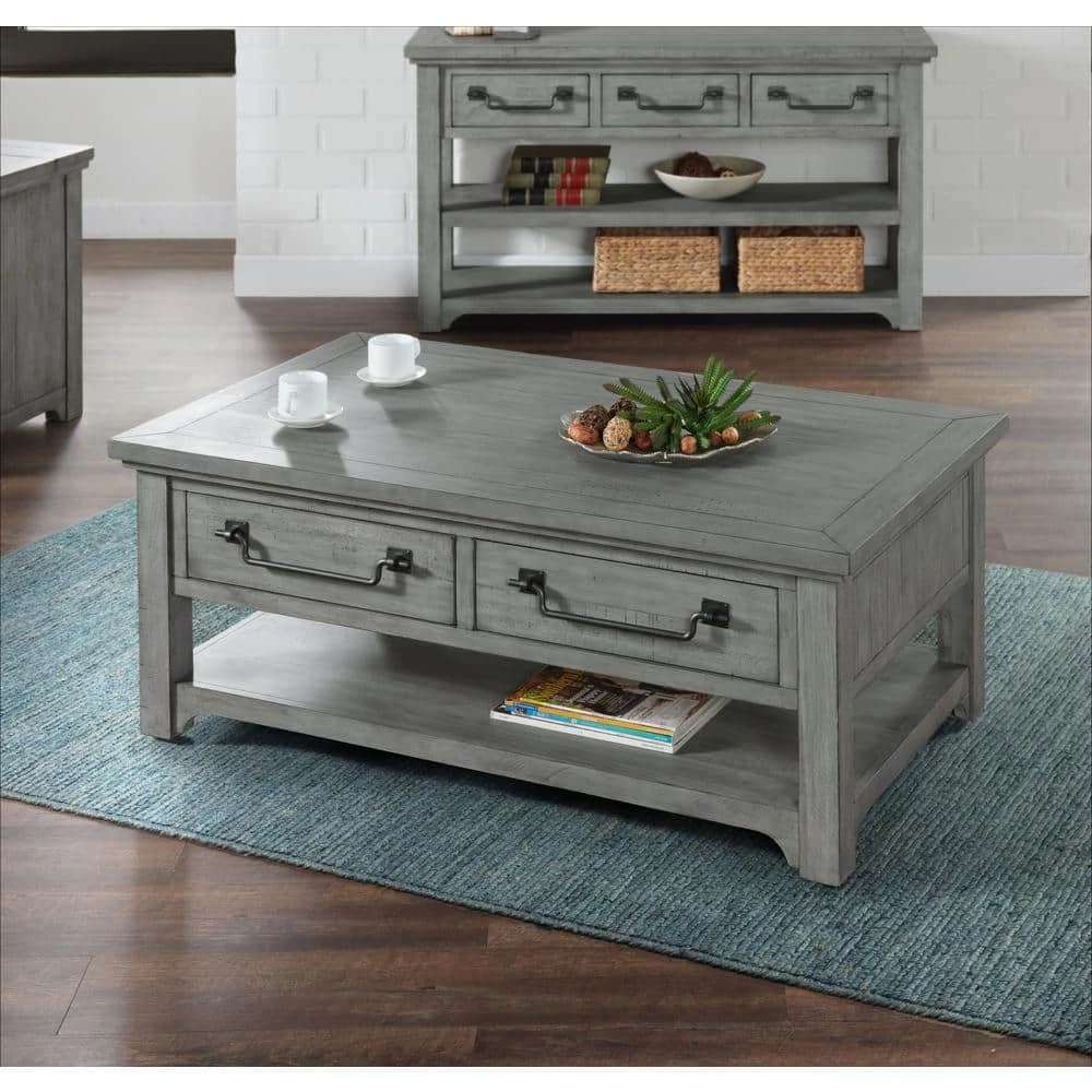 Beach House 50 in. Dove Grey Rectangular Solid Wood Coffee Table with 2 Drawers by Martin Svensson Home 7 Beach House 50 in. Dove Grey Rectangular Solid Wood Coffee Table with 2 Drawers by Martin Svensson Home - Image 7