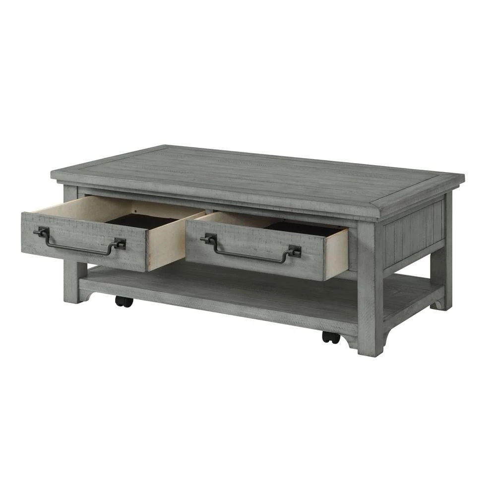 Beach House 50 in. Dove Grey Rectangular Solid Wood Coffee Table with 2 Drawers by Martin Svensson Home 5 Beach House 50 in. Dove Grey Rectangular Solid Wood Coffee Table with 2 Drawers by Martin Svensson Home - Image 5