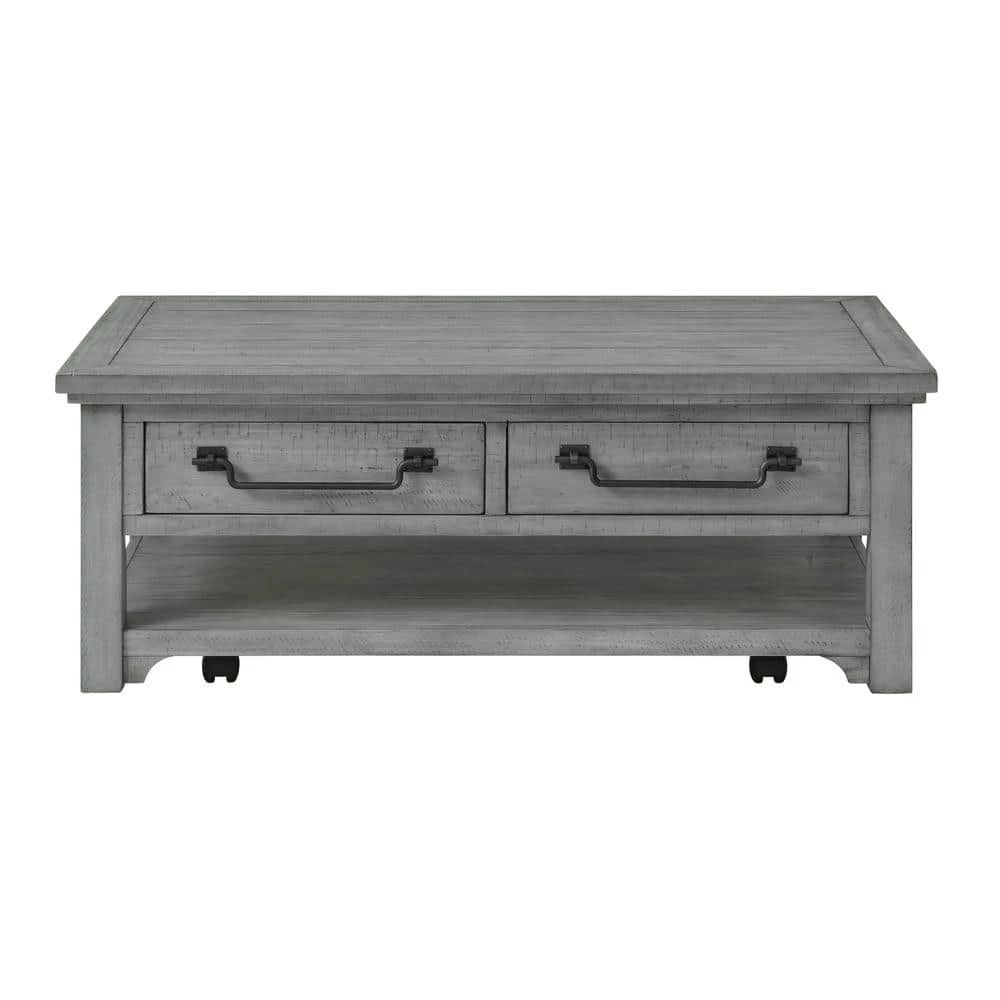 Beach House 50 in. Dove Grey Rectangular Solid Wood Coffee Table with 2 Drawers by Martin Svensson Home 4 Beach House 50 in. Dove Grey Rectangular Solid Wood Coffee Table with 2 Drawers by Martin Svensson Home - Image 4