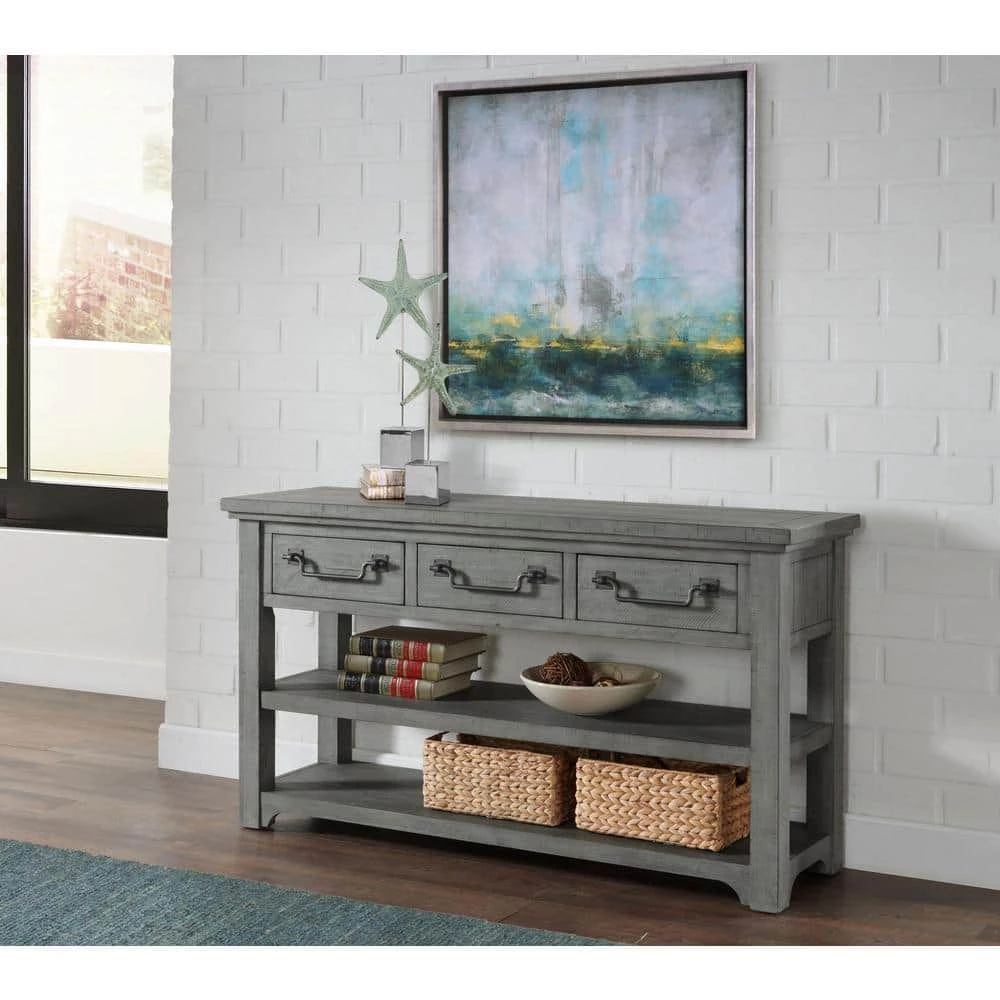 Beach House 55 in. Dove Grey Rectangular Solid Wood Sofa Console Table with Storage by Martin Svensson Home 8 Beach House 55 in. Dove Grey Rectangular Solid Wood Sofa Console Table with Storage by Martin Svensson Home - Image 8