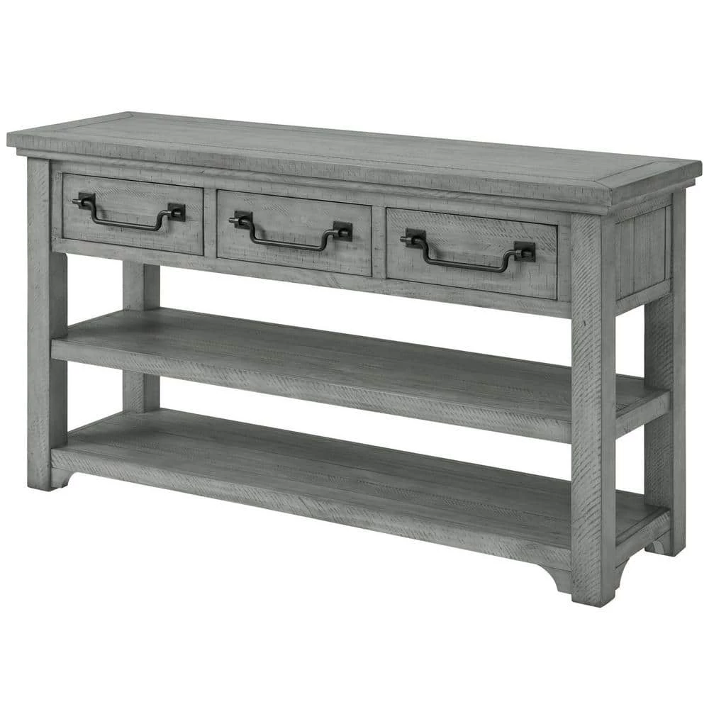 Beach House 55 in. Dove Grey Rectangular Solid Wood Sofa Console Table with Storage by Martin Svensson Home 1 Beach House 55 in. Dove Grey Rectangular Solid Wood Sofa Console Table with Storage by Martin Svensson Home