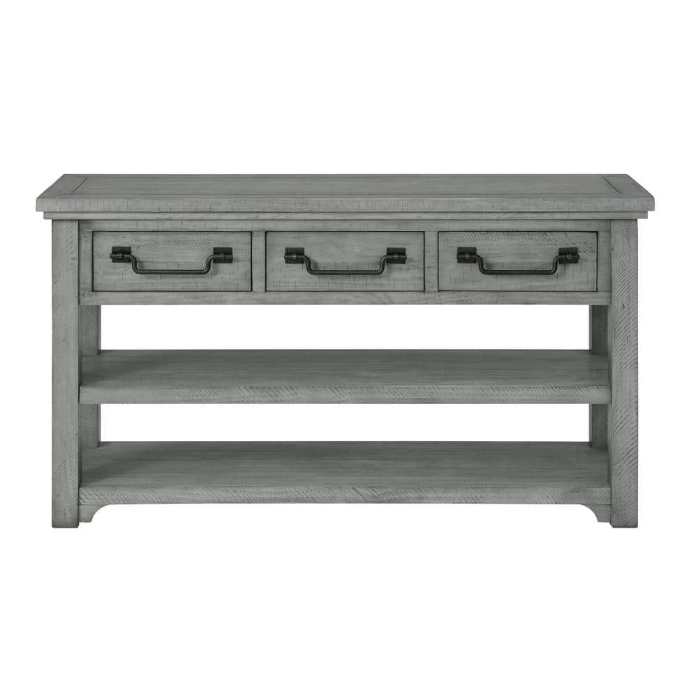 Beach House 55 in. Dove Grey Rectangular Solid Wood Sofa Console Table with Storage by Martin Svensson Home 4 Beach House 55 in. Dove Grey Rectangular Solid Wood Sofa Console Table with Storage by Martin Svensson Home - Image 4