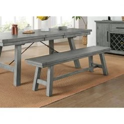 Beach House Dove Grey Solid Wood Dining Bench (18 in. H x 66 in. W x 16 in. D) by Martin Svensson Home -EVERGLADE HOME Shop dove grey martin svensson home dining benches 5603935 31 1000