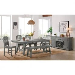 Beach House Dove Grey Solid Wood Dining Bench (18 in. H x 66 in. W x 16 in. D) by Martin Svensson Home -EVERGLADE HOME Shop dove grey martin svensson home dining benches 5603935 4f 1000