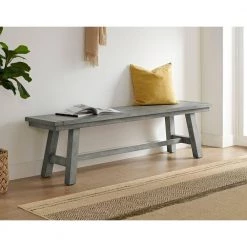 Beach House Dove Grey Solid Wood Dining Bench (18 in. H x 66 in. W x 16 in. D) by Martin Svensson Home -EVERGLADE HOME Shop dove grey martin svensson home dining benches 5603935 c3 1000