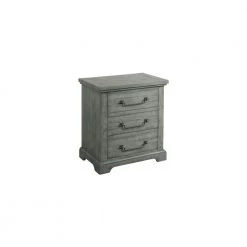 Beach House 2-Drawer Dove Grey Solid Wood Nightstand with Fingerprint Lock (29.5 in. H x 28 in. W x 17 in. D) by Martin Svensson Home
