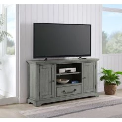 Beach House 65 in. Dove Grey Solid Wood TV Stand Fits up to 70 in. TV with Storage by Martin Svensson Home -EVERGLADE HOME Shop dove grey martin svensson home tv stands 909199 31 1000