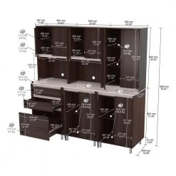 3-Piece Espresso and Ambar Grey Breakroom Cabinet by Inval 12 3-Piece Espresso and Ambar Grey Breakroom Cabinet by Inval -EVERGLADE HOME Shop espresso ambar grey inval sideboards buffet tables br gp2 4f 1000