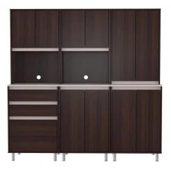 3-Piece Espresso and Ambar Grey Breakroom Cabinet by Inval