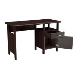 47" W Espresso 2 Drawer Computer Desk with open Cubicle by Inval