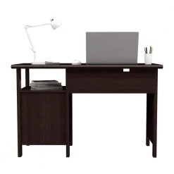 47" W Espresso 2 Drawer Computer Desk with open Cubicle by Inval -EVERGLADE HOME Shop espresso inval computer desks es 17903 66 1000