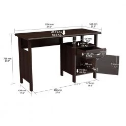 47" W Espresso 2 Drawer Computer Desk with open Cubicle by Inval -EVERGLADE HOME Shop espresso inval computer desks es 17903 c3 1000