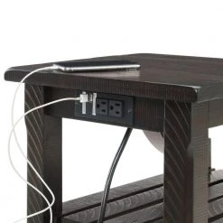 Barn Door 16 in. Espresso Chairside End Table with Power by Martin Svensson Home -EVERGLADE HOME Shop espresso martin svensson home end side tables 890278 1f 1000