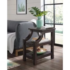 Barn Door 16 in. Espresso Chairside End Table with Power by Martin Svensson Home -EVERGLADE HOME Shop espresso martin svensson home end side tables 890278 31 1000
