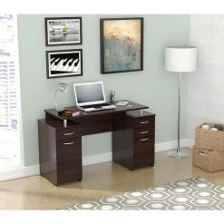50.79 in. Espresso Wengue Rectangular 4-Drawer Computer Desk with File Storage by Inval -EVERGLADE HOME Shop espresso wengue inval computer desks es 0403 31 1000