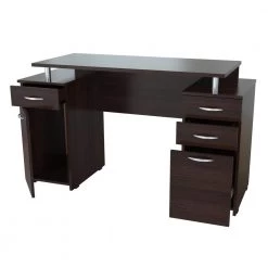 50.79 in. Espresso Wengue Rectangular 4-Drawer Computer Desk with File Storage by Inval