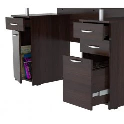 50.79 in. Espresso Wengue Rectangular 4-Drawer Computer Desk with File Storage by Inval -EVERGLADE HOME Shop espresso wengue inval computer desks es 0403 77 1000