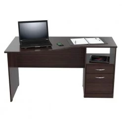 55.21 in. Espresso Wengue Rectangular 2 -Drawer Computer Desk with File Storage by Inval