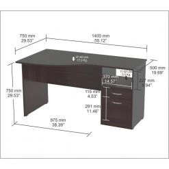 55.21 in. Espresso Wengue Rectangular 2 -Drawer Computer Desk with File Storage by Inval -EVERGLADE HOME Shop espresso wengue inval computer desks es 2203 c3 1000