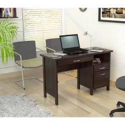 47 in. Rectangular Espresso 2 Drawer Computer Desks with Keyboard Tray by Inval -EVERGLADE HOME Shop espresso wengue inval computer desks es 2403 31 1000