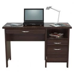 47 in. Rectangular Espresso 2 Drawer Computer Desks with Keyboard Tray by Inval