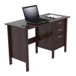 47 in. Espresso Wengue Rectangular 3 -Drawer Computer Desk with Storage by Inval -EVERGLADE HOME Shop espresso wengue inval computer desks es 7103 1f 1000