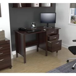 47 in. Espresso Wengue Rectangular 3 -Drawer Computer Desk with Storage by Inval -EVERGLADE HOME Shop espresso wengue inval computer desks es 7103 31 1000