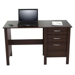 47 in. Espresso Wengue Rectangular 3 -Drawer Computer Desk with Storage by Inval -EVERGLADE HOME Shop espresso wengue inval computer desks es 7103 4f 1000