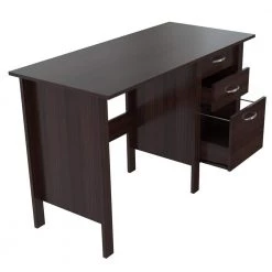 47 in. Espresso Wengue Rectangular 3 -Drawer Computer Desk with Storage by Inval