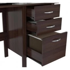 47 in. Espresso Wengue Rectangular 3 -Drawer Computer Desk with Storage by Inval -EVERGLADE HOME Shop espresso wengue inval computer desks es 7103 77 1000