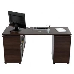 60 in. Espresso L-Shaped 3 -Drawer Computer Desk with Open Storage area by Inval 10 60 in. Espresso L-Shaped 3 -Drawer Computer Desk with Open Storage area by Inval -EVERGLADE HOME Shop espresso wengue inval computer desks et 3215 66 1000