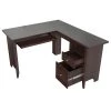 53.1 in. Espresso Wengue L-Shaped 2 -Drawer Computer Desk with Keyboard Tray by Inval