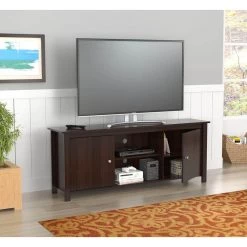 63 in. Espresso Wengue Wood TV Stand Fits TVs Up to 60 in. with Storage Doors by Inval -EVERGLADE HOME Shop espresso wengue inval tv stands mtv 12119 31 1000