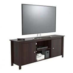63 in. Espresso Wengue Wood TV Stand Fits TVs Up to 60 in. with Storage Doors by Inval