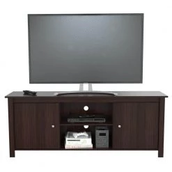 63 in. Espresso Wengue Wood TV Stand Fits TVs Up to 60 in. with Storage Doors by Inval -EVERGLADE HOME Shop espresso wengue inval tv stands mtv 12119 77 1000