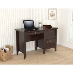 47.6 in. Espresso Wengue Rectangular 2 -Drawer Writing Desk with Cabinet by Inval -EVERGLADE HOME Shop espresso wengue inval writing desks es 9303 31 1000