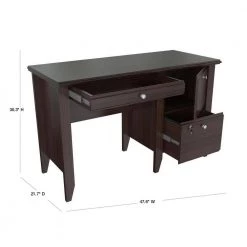 47.6 in. Espresso Wengue Rectangular 2 -Drawer Writing Desk with Cabinet by Inval -EVERGLADE HOME Shop espresso wengue inval writing desks es 9303 40 1000