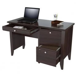 47.6 in. Espresso Wengue Rectangular 2 -Drawer Writing Desk with Cabinet by Inval -EVERGLADE HOME Shop espresso wengue inval writing desks es 9303 77 1000