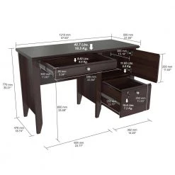 47.6 in. Espresso Wengue Rectangular 2 -Drawer Writing Desk with Cabinet by Inval -EVERGLADE HOME Shop espresso wengue inval writing desks es 9303 c3 1000