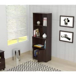 62.99 in. Brown Wood 4-shelf Standard Bookcase with Doors by Inval 9 62.99 in. Brown Wood 4-shelf Standard Bookcase with Doors by Inval -EVERGLADE HOME Shop espresso wengue laminates inval bookcases bookshelves b2p 3805 1f 1000